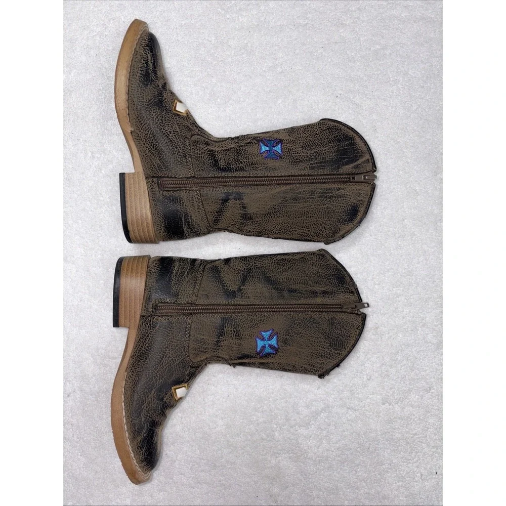 Blazin Roxx Childrens Size 9 Sierra Cross Embroidered Zip Cowboy Boots FLAW